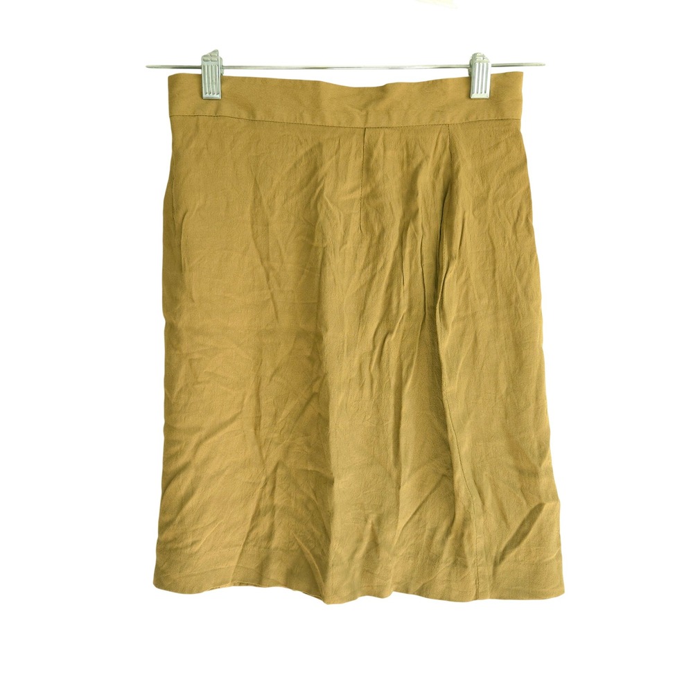 Ann Ferriday M Mini Skirt Women Mustard Tan Excellent Rayon Made In USA Vintage